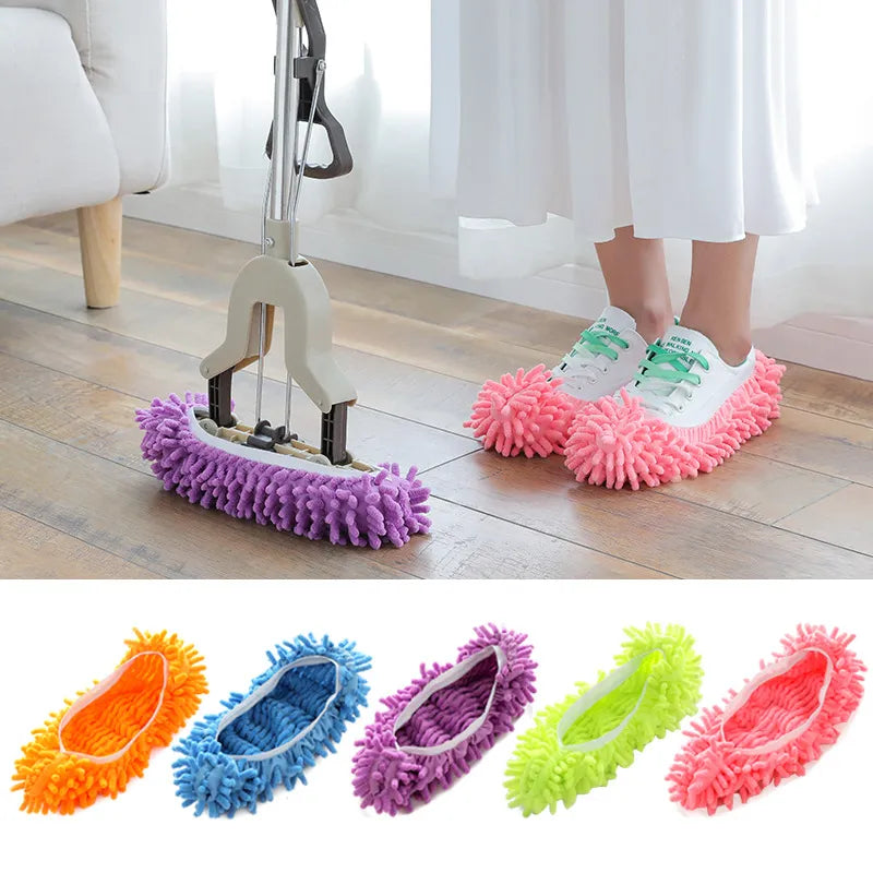 2PCS Chenille Dust Mop Slippers - Multi-Function Foot Socks Mop