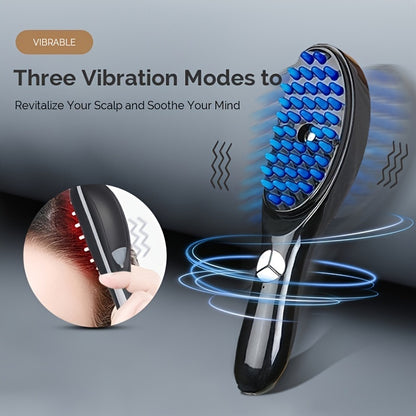 Red and Blue Light Hair Growth Massage Comb with Steamer - Scalp Stimulation and Hair Enhancement Tool