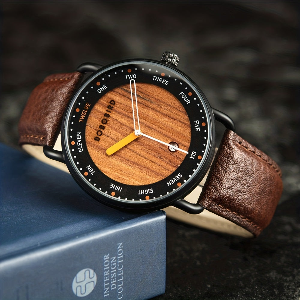 BOBO BIRD Wooden Men's Quartz Watch - Casual and Unique Gift Wristwatch for Men