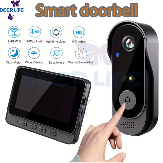 X8 Intelligent Wireless Doorbell - Waterproof Wi-Fi Video Doorbell with Night Vision, Two-Way Audio, Camera, Voice Converter, and Photo/Video Features