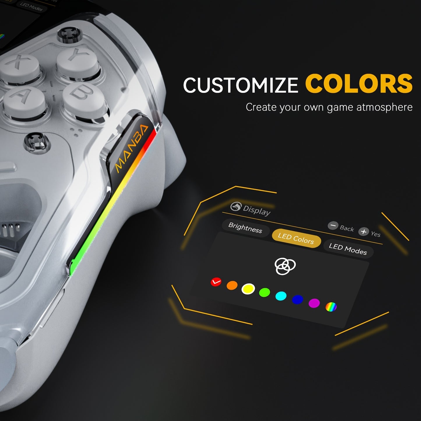 Wireless Gaming Controller with RGB Lighting - Hall Effect Sticks & Triggers, Remappable Buttons, 1800mAh Charging Dock, Compatible with PC, Switch, iOS, Android and Steam Deck - Black (No Drift)