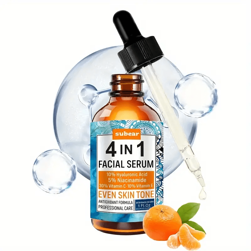 2PCS 4-In-1 Facial Serum - Hydrates, Firms, Reduces Fine Lines and Wrinkles with Hyaluronic Acid and Vitamin C, 30ml/1oz