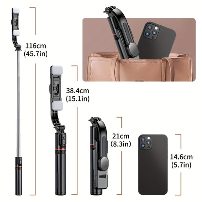 45-Inch Extra Long Flexible Phone Tripod and Selfie Stick - Dual Fill Light, Upgraded Detachable Remote, Compatible with iPhone and Android Smartphones