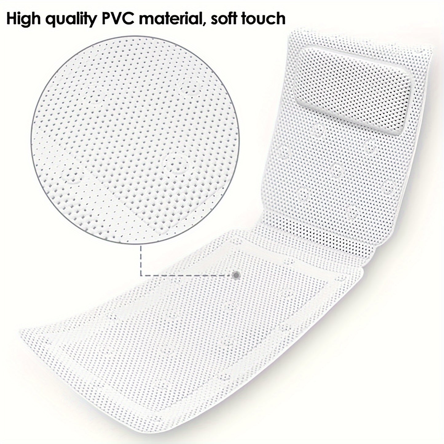 Full Body Bath Pillow with 30 Non-Slip Suction Cups – 3D Air Mesh Spa Bathtub Mattress Pad for Head and Neck Rest, Breathable and Comfortable Cushion