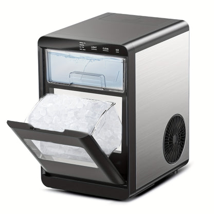 44Lbs Nugget Ice Maker + 26Lbs Bullet Ice Maker - Countertop Ice Machine for Home, Kitchen and Office with Self-Cleaning, Pellet Ice, Ice Scoop, and Compact Design - Black