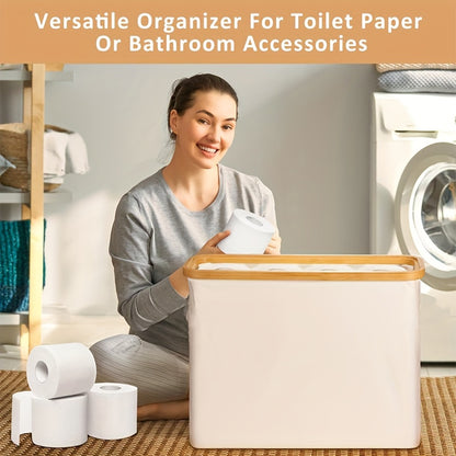 12 Roll Capacity Bamboo Toilet Paper Holder - Spacious, Breathable, and Lightweight Bathroom Organizer