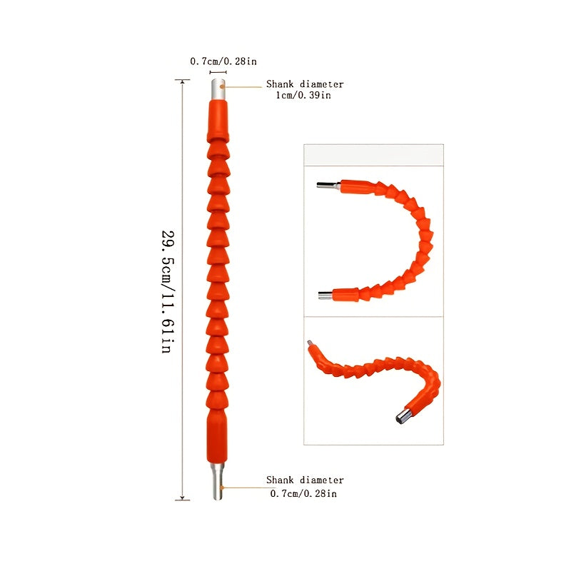 Orange Electric Drill Flex Shaft Adapter - Robust Universal Joint for Tight Spaces, Multi-Functional Screwdriver Extension Holder with Secure Connecting Rod