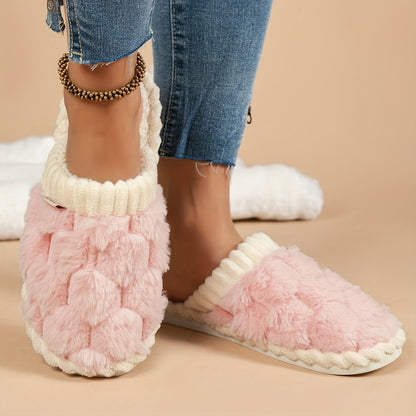 Cozy Winter Fuzzy Slippers – Soft, Warm Closed-Toe Shoes for Indoor Use – Plush Slip-On Design with Gentle Grip Sole