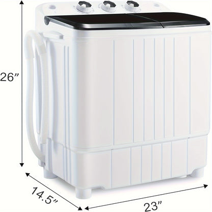 Homguava 17.6Lb Portable Twin Tub Washing Machine – With Gravity Drain Pump – Ideal for Apartments, Dorms, RVs