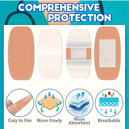 180/360pcs Flexible Fabric Adhesive Bandages - Assorted Styles, Breathable for Fingertips & Knuckles, Various Sizes for First Aid & Wound Care