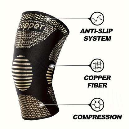 2pcs Copper Knee Pads - Sports Protective Gear for Men & Women, Professional Knee Support Sleeves for Yoga, Weightlifting, Football, Basketball