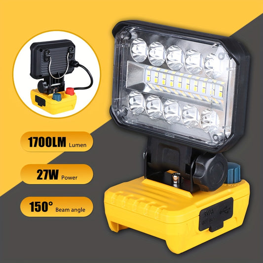 1700 Lumen Cordless LED Work Light – Adjustable Brightness & Color Temperature for Outdoor, Camping, Car Repair and Emergency Use (Battery Not Included)