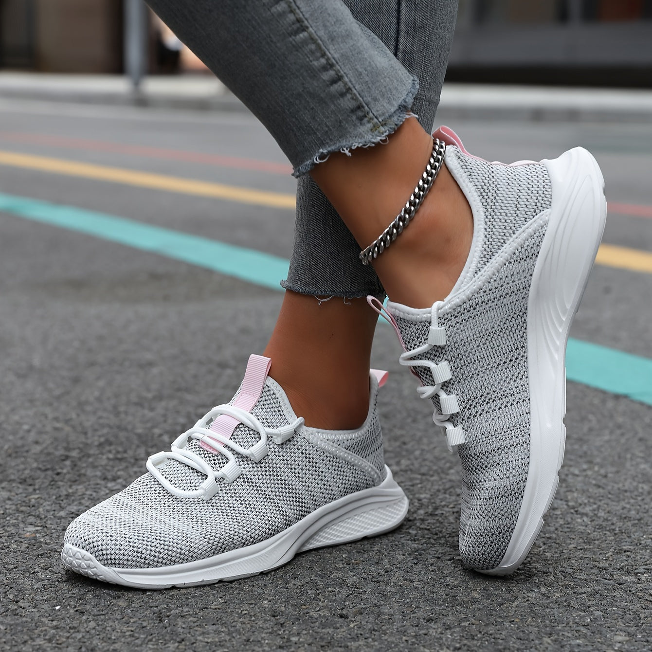 Women's Flying Woven Lace-Up Casual Running Shoes – Breathable Tennis Shoes