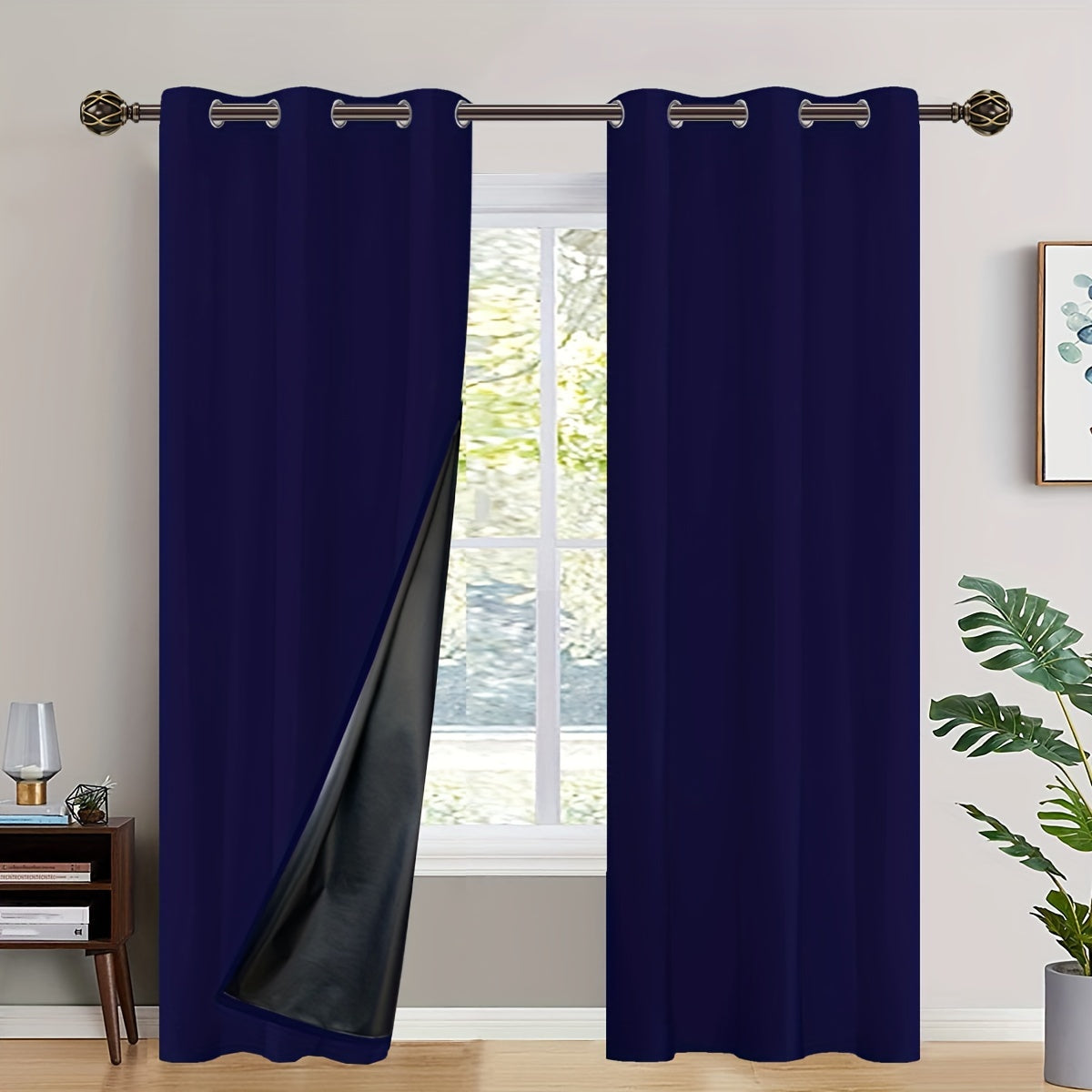 2 Panels Blackout Curtains with Heat Insulation - Versatile Home Decor for Living Room, Bedroom, Kitchen, and Bathroom