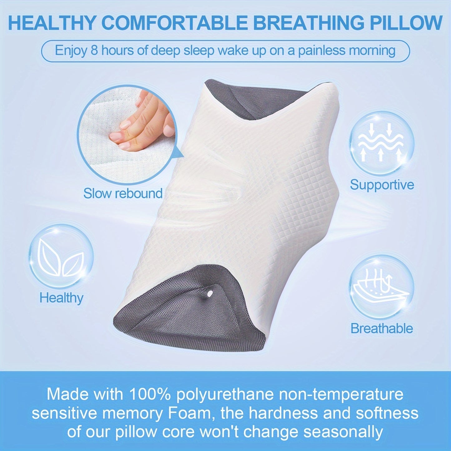 Memory Foam Pillow for Side Sleepers - Cervical Pillow for Relaxation and Sleep Apnea, CPAP Pillow to Reduce Air Leak, Hose Tangle, and Mask Pressure