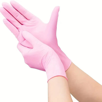 100pc Disposable Nitrile Gloves: 3-Mil Latex-Free for Tattoo, Nail, Hair Salon and Cleaning Use