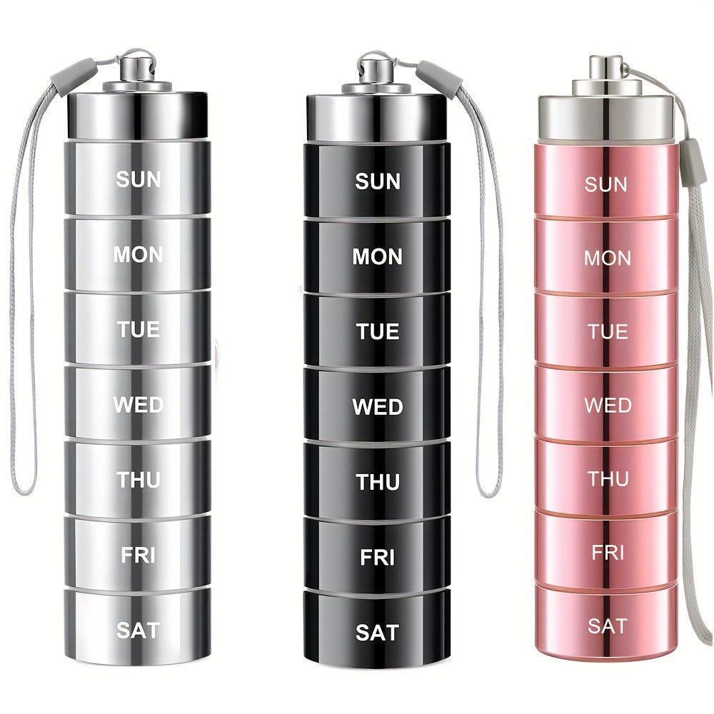 7Pcs Aluminum Alloy Metal Stackable Pill Organizers - Portable Waterproof Travel Pill Box Case