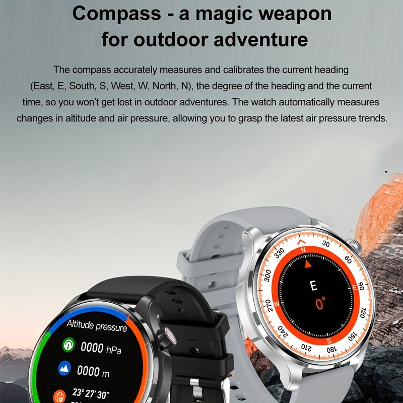 GPS Motion Trajectory Smartwatch for Men - 360*360 HD Screen, AI Voice, Wireless Call, NFC Fitness Tracker, Compass Sports Watch for Men and Women