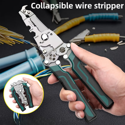 18 in 1 Electrician's Multitool: Foldable Wire Stripper with Screwdriver, Wrench, Hook Cutter - Chrome Vanadium Steel, Perfect for DIY and Construction