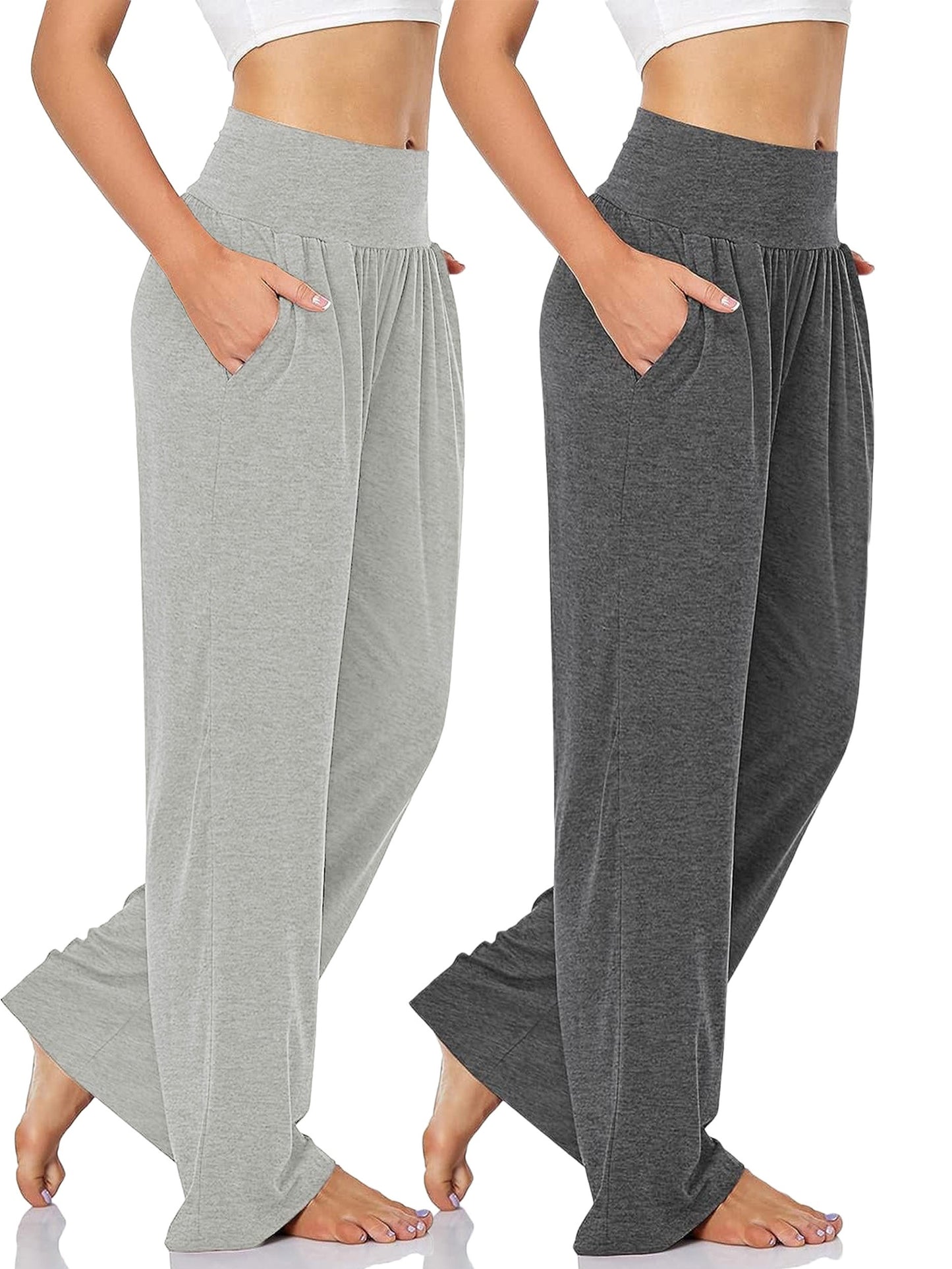 2PCS Wide Leg Loose Fit Casual Pants - Women's Activewear - Versatile Sports Jogger Pants with Pocket for Comfortable Workout and Daily Wear