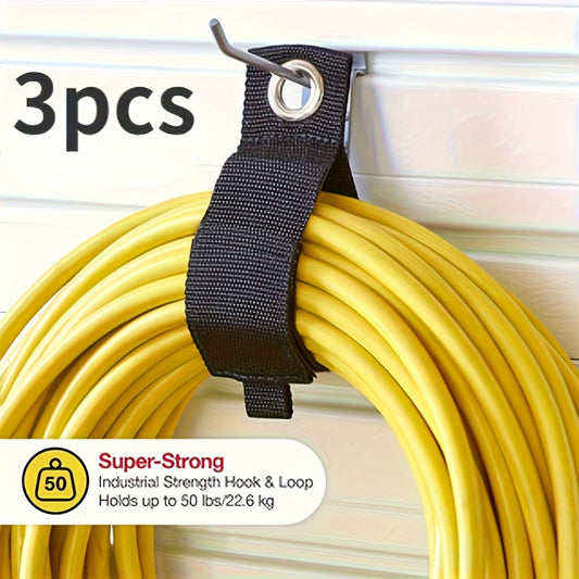 3pcs Hook and Loop Cord Organizer Straps - Versatile Cable Wraps for Home, RV and Garage Storage