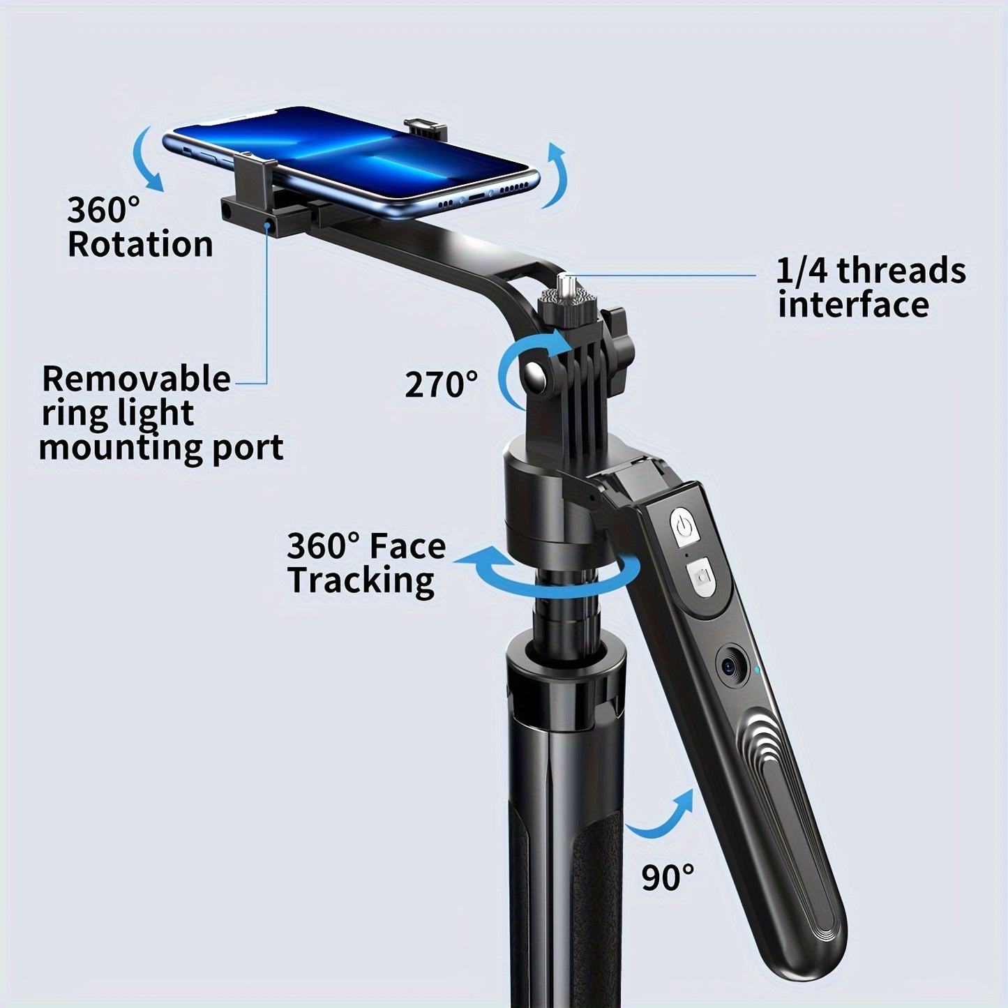 70.9" Phone Tripod with Auto Face Tracking - 360° Rotation, Motion Sensor, Remote, and Phone Holder for 4"-7" Phones, Perfect for Vlogging, Live Streaming, and Video Recording