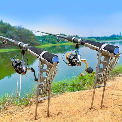 Auto-Deploy Fishing Rod Holder - Dual Spring, High Sensitivity, Hands-Free Design - Durable Stainless Steel for Anglers of All Levels