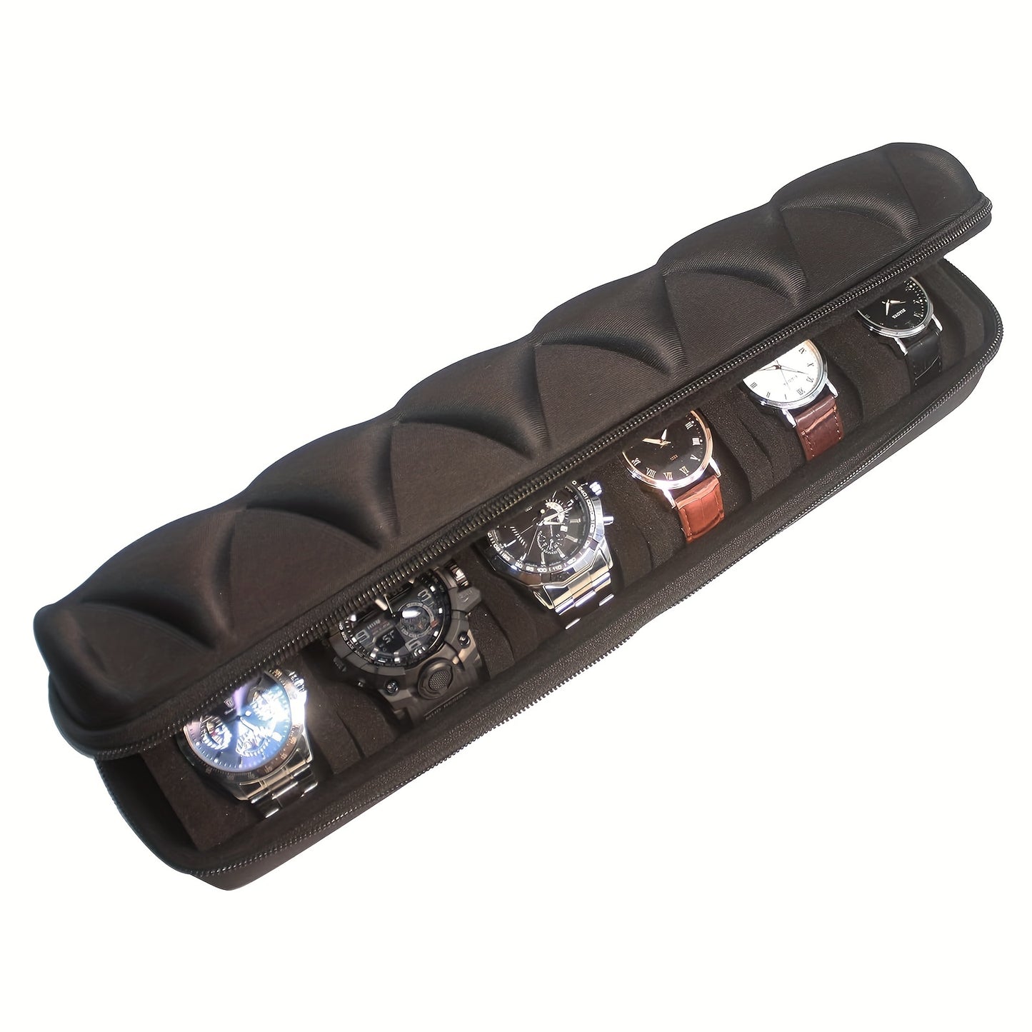 Portable 6 Watch Travel Case with Plush Pillows and Durable Hard-Shell Protection - Ideal for Home Organization and Safe Transport