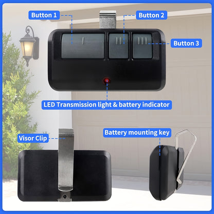 Chamberlain Liftmaster 971LM Universal Garage Door Opener Remote – 3-Button, Long Range, Wireless, Security+2.0, Easy Programming, Compatible with Craftsman, Infrared Sensor, Rolling Code, US Area