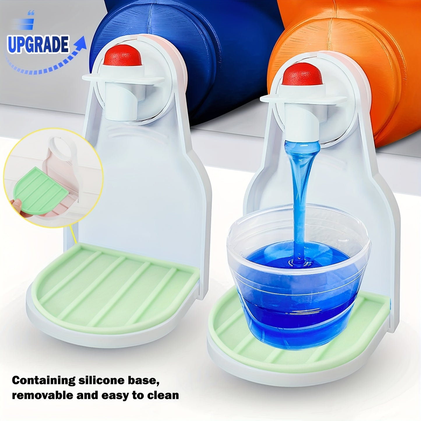 Upgraded Laundry Liquid Cup Holder with Silicone Tray | Convenient Washing Liquid Collector and Drip Tray | No More Impurities or Leaks