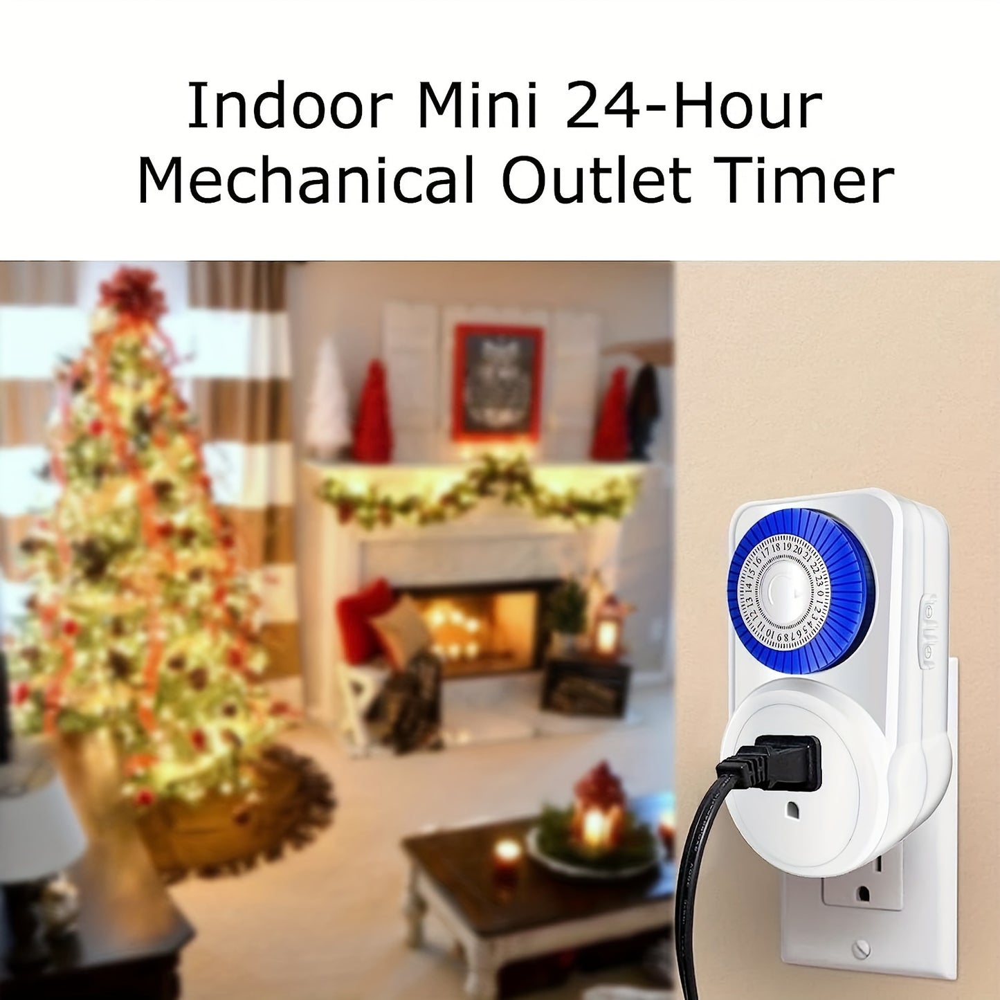 Mini 24-Hour Mechanical Outlet Timer Socket - Easy Setup, 3-Prong Switch, ETL Certified, 125V, 60Hz, 15A, Ideal for Household and Office Automation