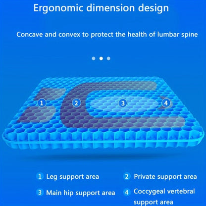 Super Large Blue Gel Cushion (1 Cushion + 1 Cloth Cover) – Thick, Ergonomic Comfort for Wheelchair and Office Chair, Pain Relief for Hip Pain, Soft, Breathable, Long-Lasting Support