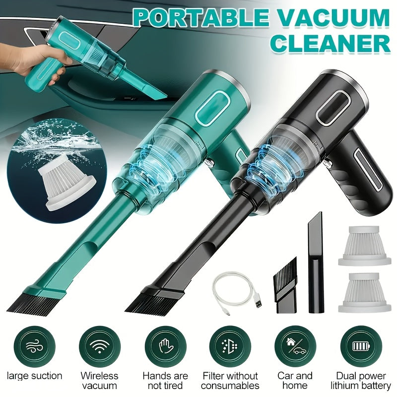 120W Portable Car Vacuum Cleaner – Rechargeable Handheld Wireless Automotive Dust Catcher with Cyclone Suction