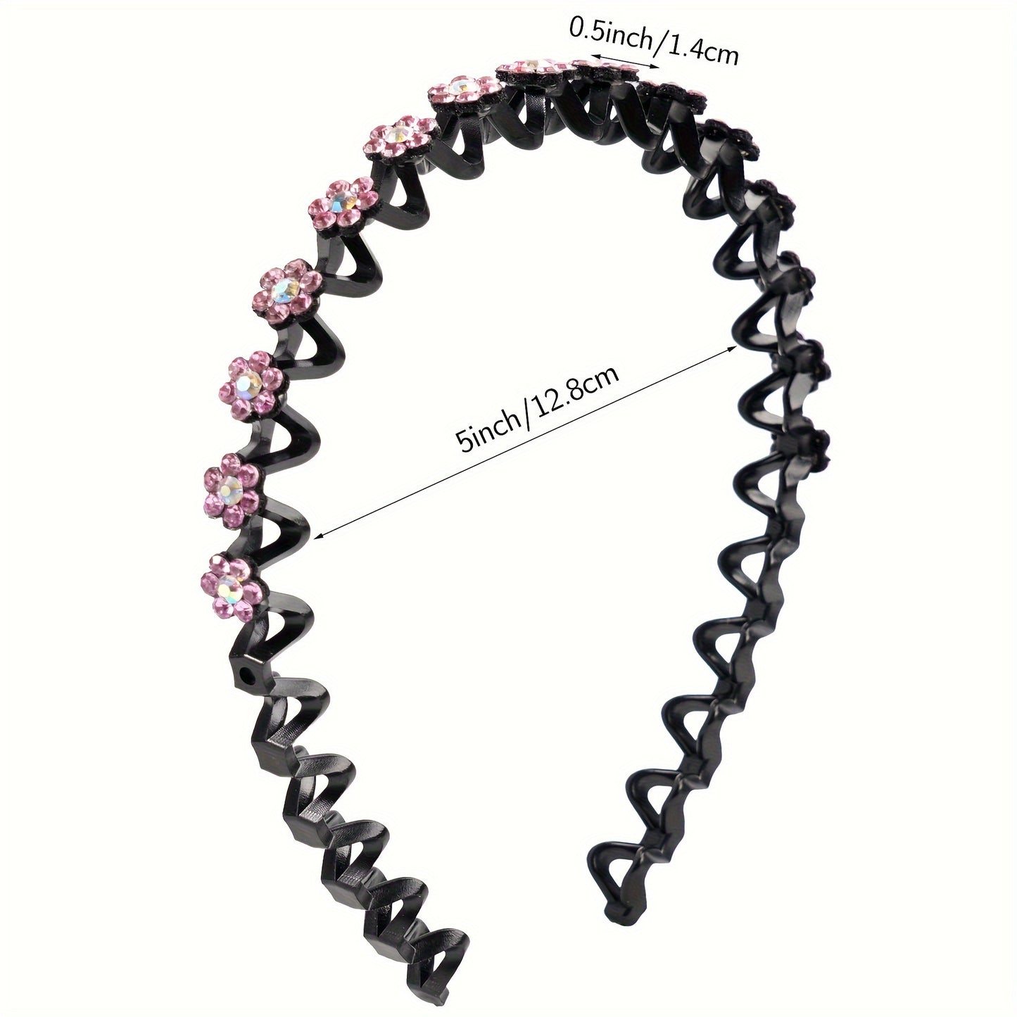 4pcs Elegant Rhinestone Flower Headbands - Non-Slip Hair Hoops for Women and Girls