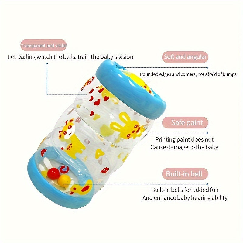 Funny Cute Animal Crawling Activity Roller - Toy with Rattle and Ball for Home and Travel Use