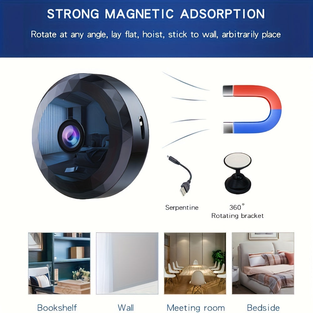 Wireless Mini WiFi Security Camera: Night Vision, Motion Detection, Rechargeable Battery, Easy to Mount and App-Controlled