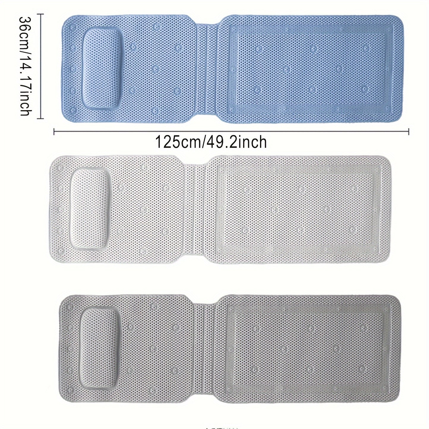 Full Body Bath Pillow with 30 Non-Slip Suction Cups – 3D Air Mesh Spa Bathtub Mattress Pad for Head and Neck Rest, Breathable and Comfortable Cushion