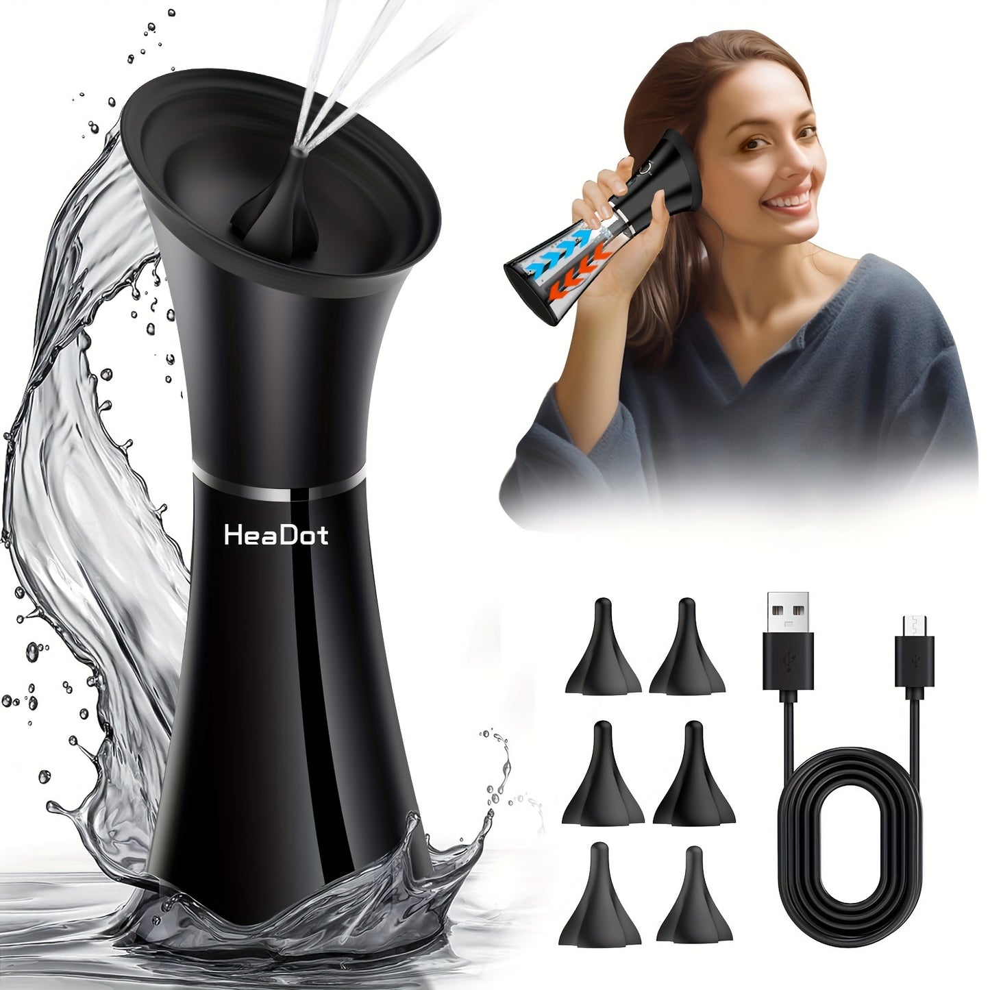 Advanced Ear Cleaning System - Water-Powered Irrigation Flusher for Safe, Effective Wax Removal - Gentle, Easy to Use with Enhanced Visibility