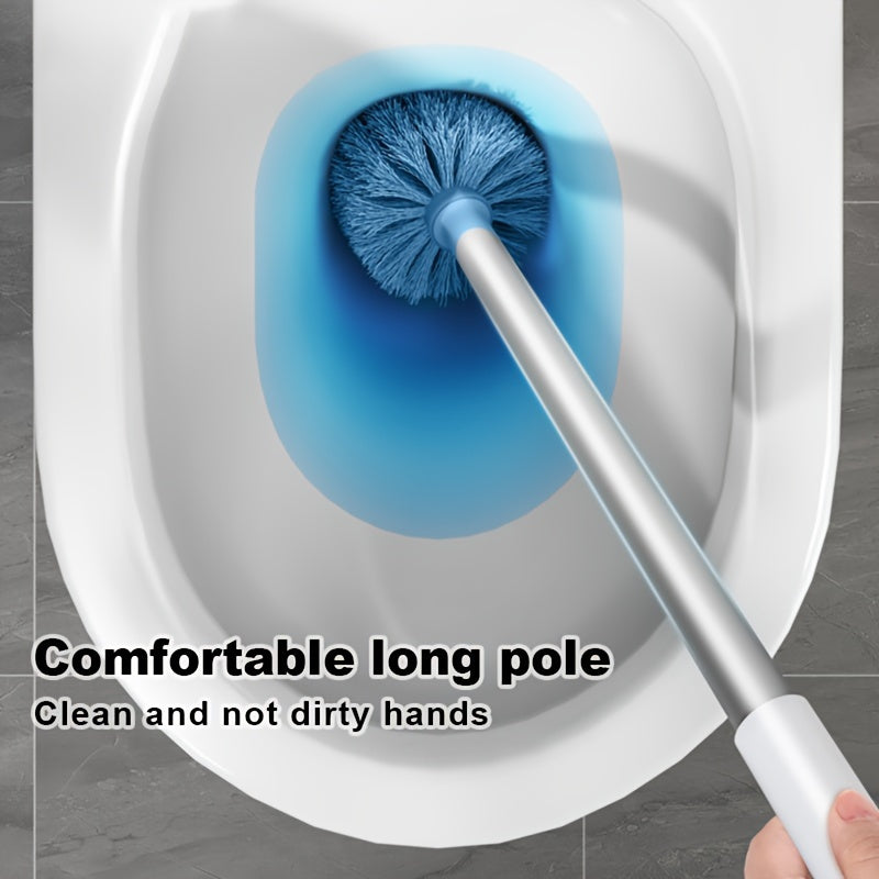 Toilet Brush with Holder Set – Wall Mounted Long Handle Cleaning Brush, Flexible Design for No Dead Corners, Ideal Bathroom Cleaning Tool