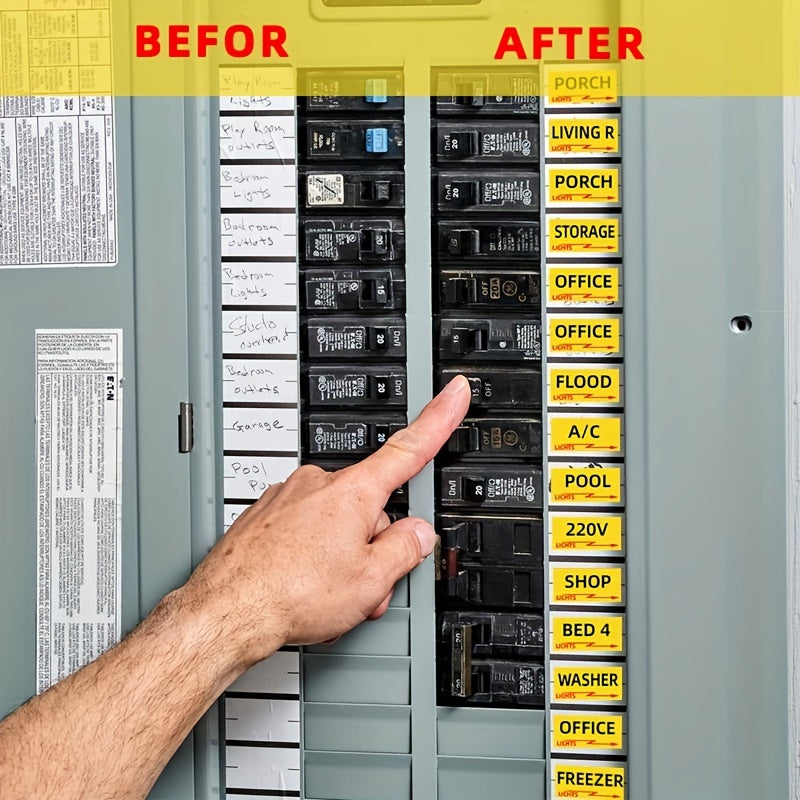 129 Weatherproof Circuit Breaker Box Labels - Conspicuous Identification Stickers for Fuse Boxes