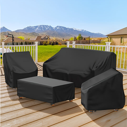 4 Piece Ultimate Waterproof Patio Furniture Cover Set – Durable Windproof Covers with Buckle Strap and Adjustable Drawstring for Sofa, Chairs, Coffee Table, Outdoor Living Room and Balcony Protection