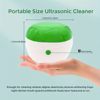 Multifunctional Portable Ultrasonic Cleaner - For Dentures, Retainers, Aligners, Mouth Guards, Jewelry, Plastic, Battery-Powered with Non-Rechargeable Battery - 1pc Automatic Dental Cleaning Case