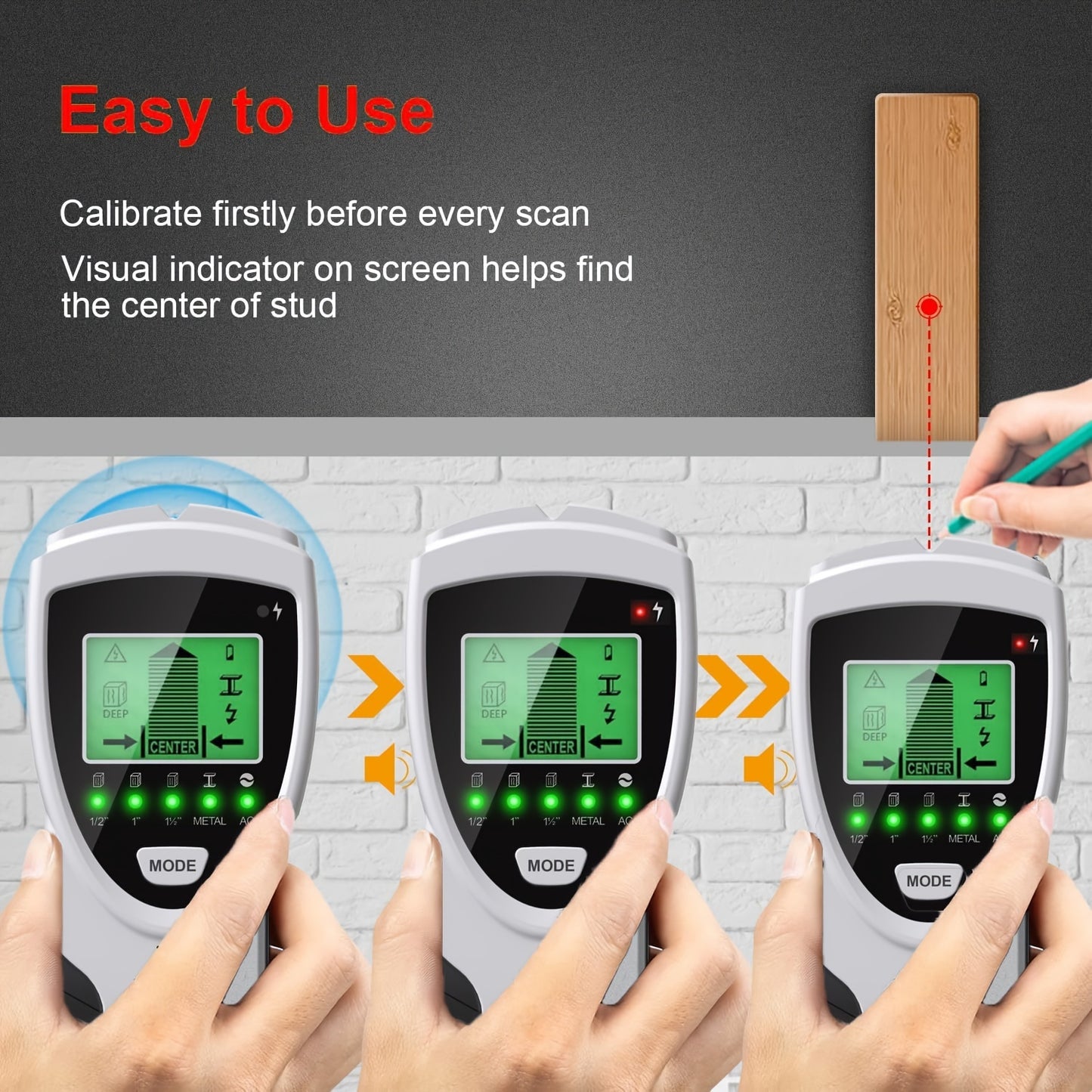 5 in 1 SHAWTY ProFinder Wall Scanner - Electronic Stud Detector with LCD Display, Audio Alarm, and Accurate Beam Finders for Wood, Metal, and AC Wire Detection