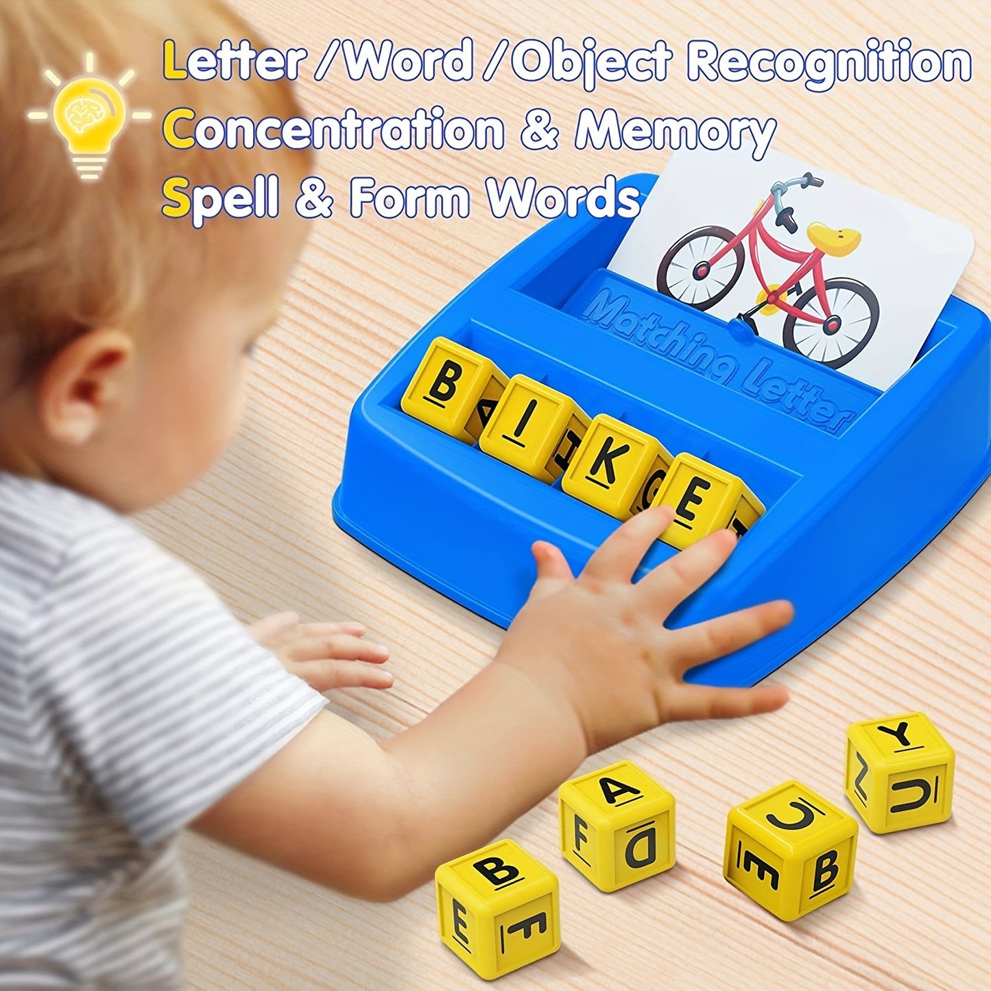 Educational Toys for Word Recognition and Spelling – See and Spell Learning Game, Memory and Matching Activities, STEM Toy for Halloween and Christmas Gifts