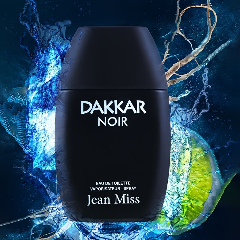 Dakkar Noir Eau de Toilette for Men - 3.4 fl oz Musk and Woody Scent, Alcohol-Based with 5-15% Concentration - Ideal for Dates and Parties, Formaldehyde-Free