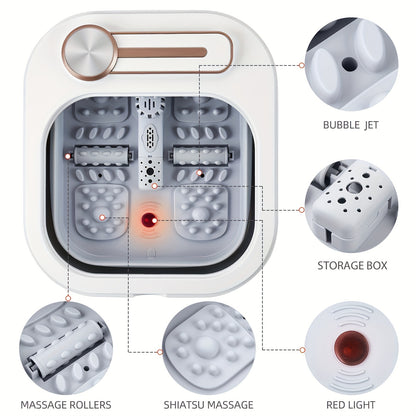 Collapsible Foot Spa Bath with Heat and Massage Rollers - Pedicure Kit with Temperature Control, Timer, and Bubble Features