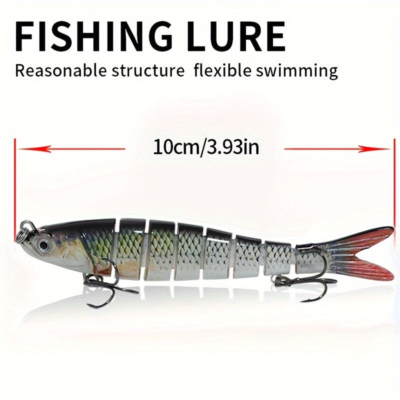 3pcs 10cm/10g Lifelike Sinking Fishing Lures – Multi-Section Bionic Baits with 2 Treble Hooks – Durable ABS Plastic, Realistic Swimming Action for Better Catch