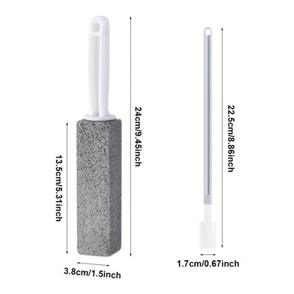 13pcs Long Handled Floating Stone Toilet Brush Set - Non-Scratch Pumice Stone, Toilet Corner Brush and Crevice Brush for Effective Bathroom Cleaning