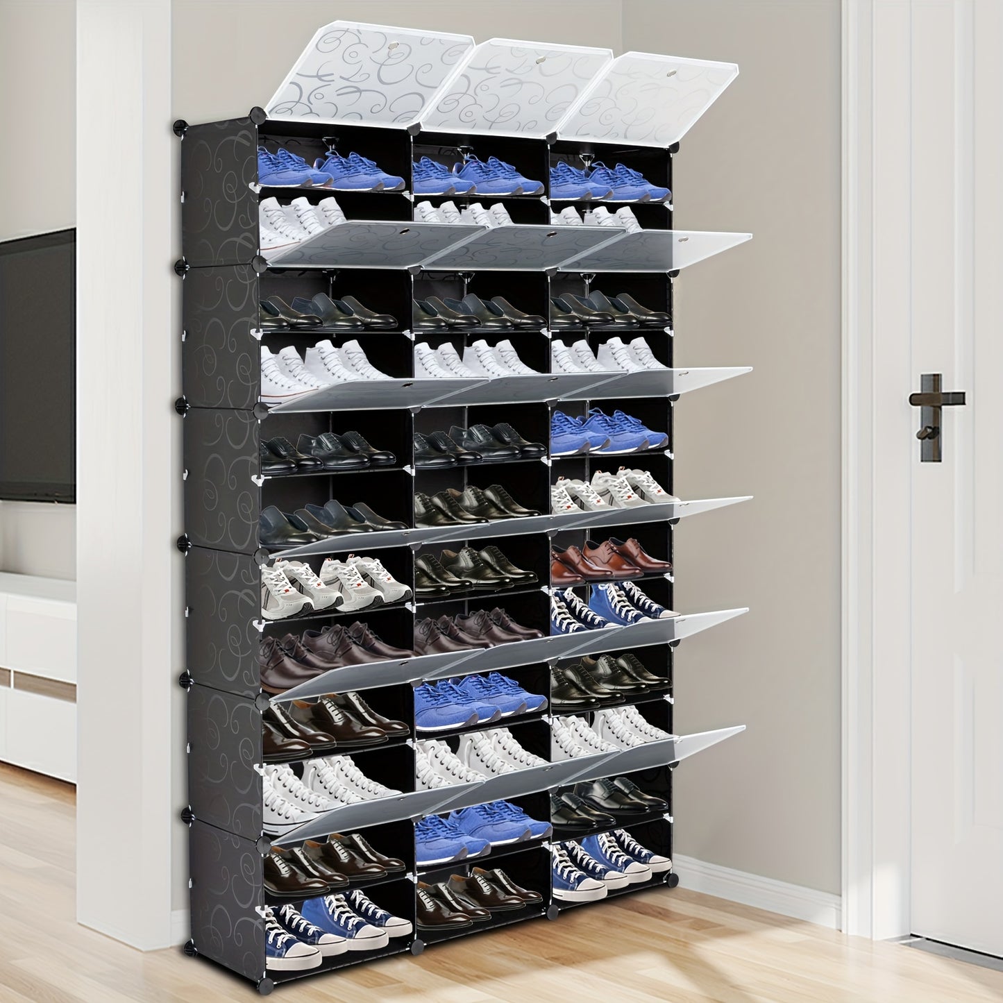 12-Tier Portable Shoe Rack Organizer – 72 Pair Capacity, Expandable 36 Grid Tower Shelf for Heels