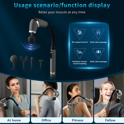 Professional Electric Massage Stick – Deep Tissue U-Shape Muscle Massager with 4 Heads for Back and Neck Relaxation, Perfect Gift for All Occasions